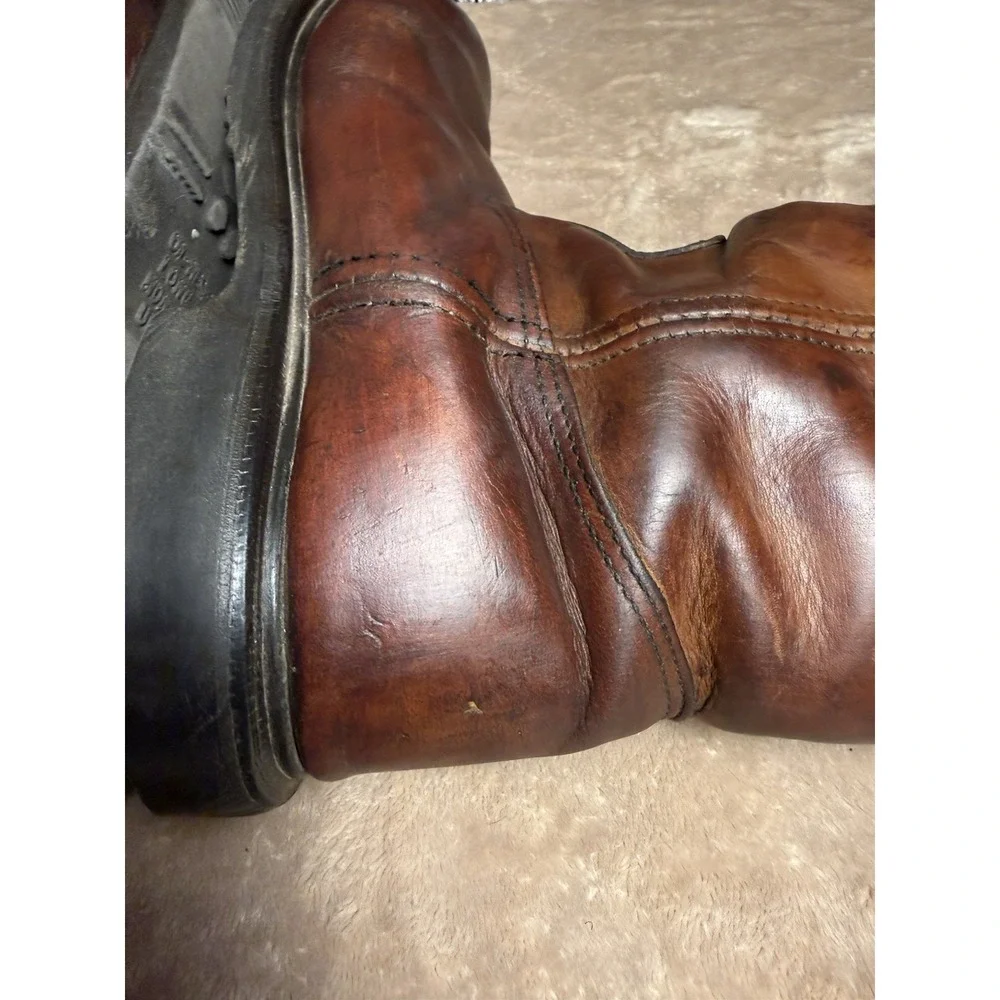 Vintage Red Wing SuperSole Steel Toe Lined Brown Leather Boots 9.5 D USA
